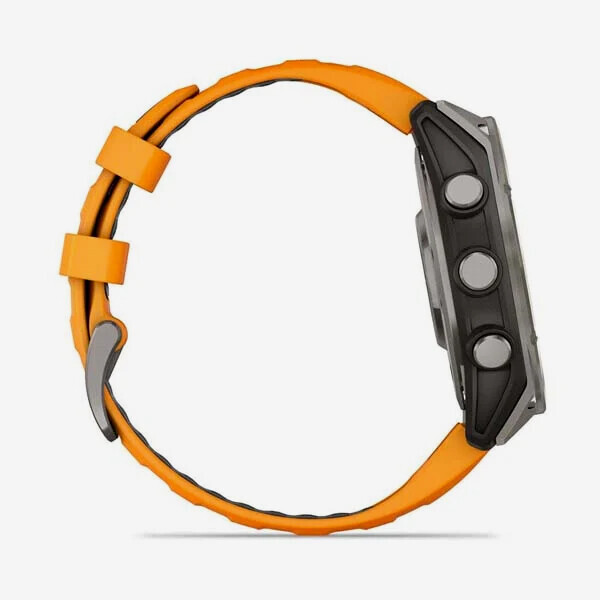 [20908] 가민 Fenix 8 47mm, AMOLED, GPS 프리미엄 아웃도어 스마트워치, Orange Silicone Band