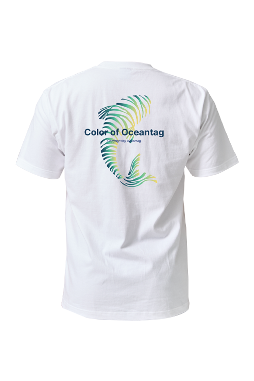 [21828] 오션테그 14수 반팔 티셔츠 코튼 숏 슬리브 화이트 Yellow Fish