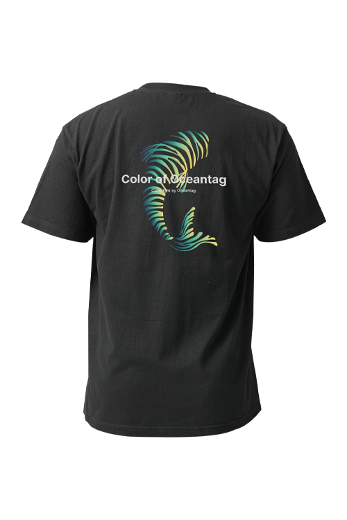 [21829] 오션테그 14수 반팔 티셔츠 코튼 숏 슬리브 블랙 Yellow Fish