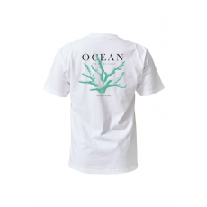 [21832] 오션테그 14수 반팔 티셔츠 코튼 숏 슬리브 화이트 Green Coral