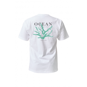 [21832] 오션테그 14수 반팔 티셔츠 코튼 숏 슬리브 화이트 Green Coral