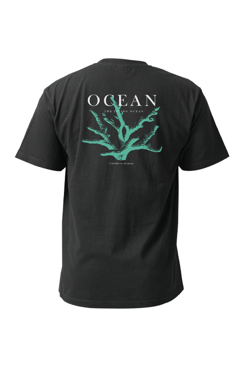 [21833] 오션테그 14수 반팔 티셔츠 코튼 숏 슬리브 블랙 Green Coral